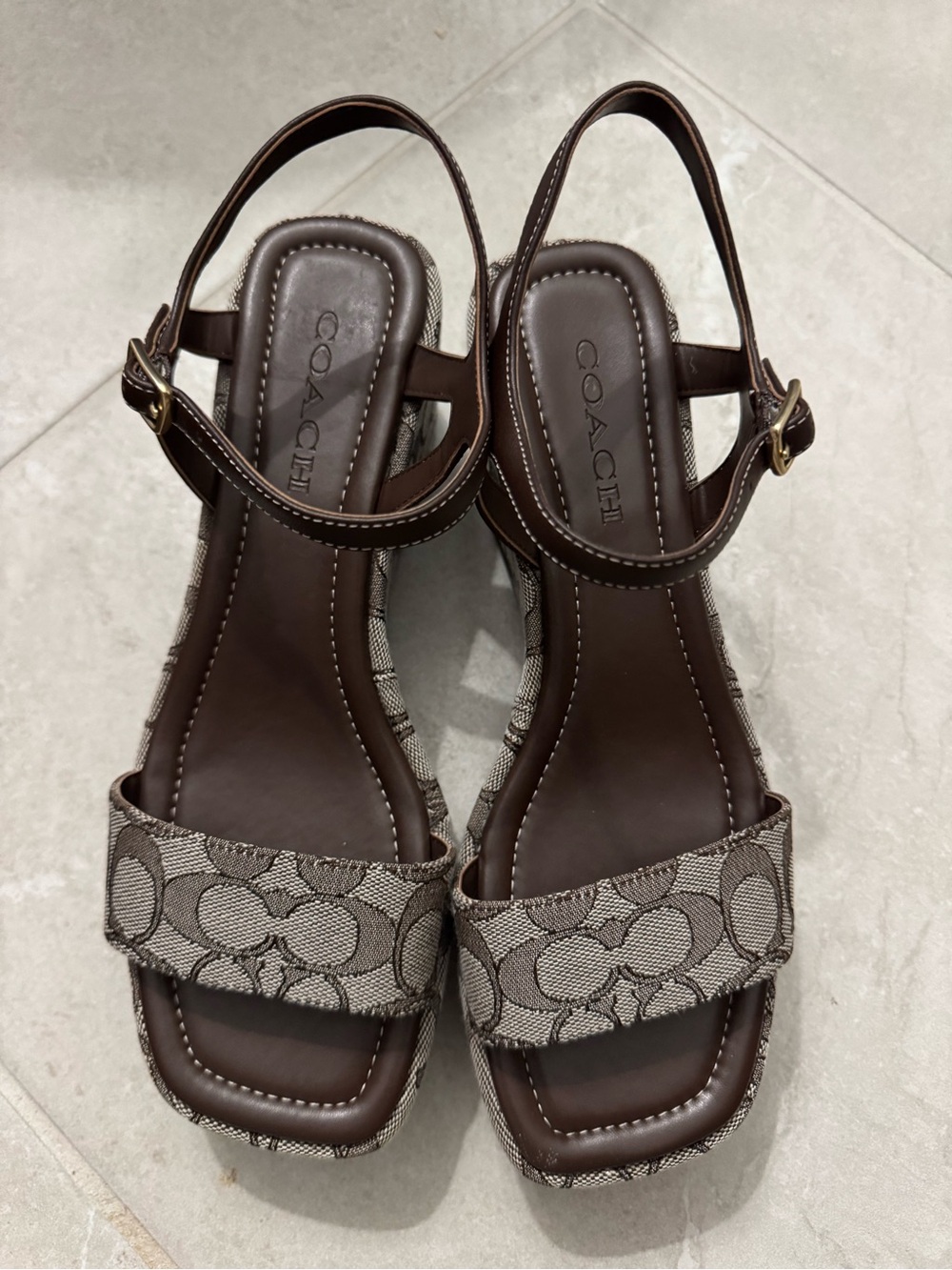 Coach Gale Wedge Sandal In Signature Jacquard 129 CHF NWOB - Picture 6 of 12